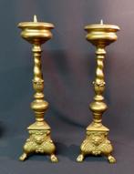 1890 paire grands bougeoirs candélabres pique-cierge 52cm6kg, Cuivre ou Bronze, Enlèvement ou Envoi