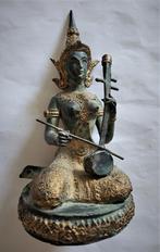 Thaise muzikant in brons, Ophalen of Verzenden, Zo goed als nieuw, Mens