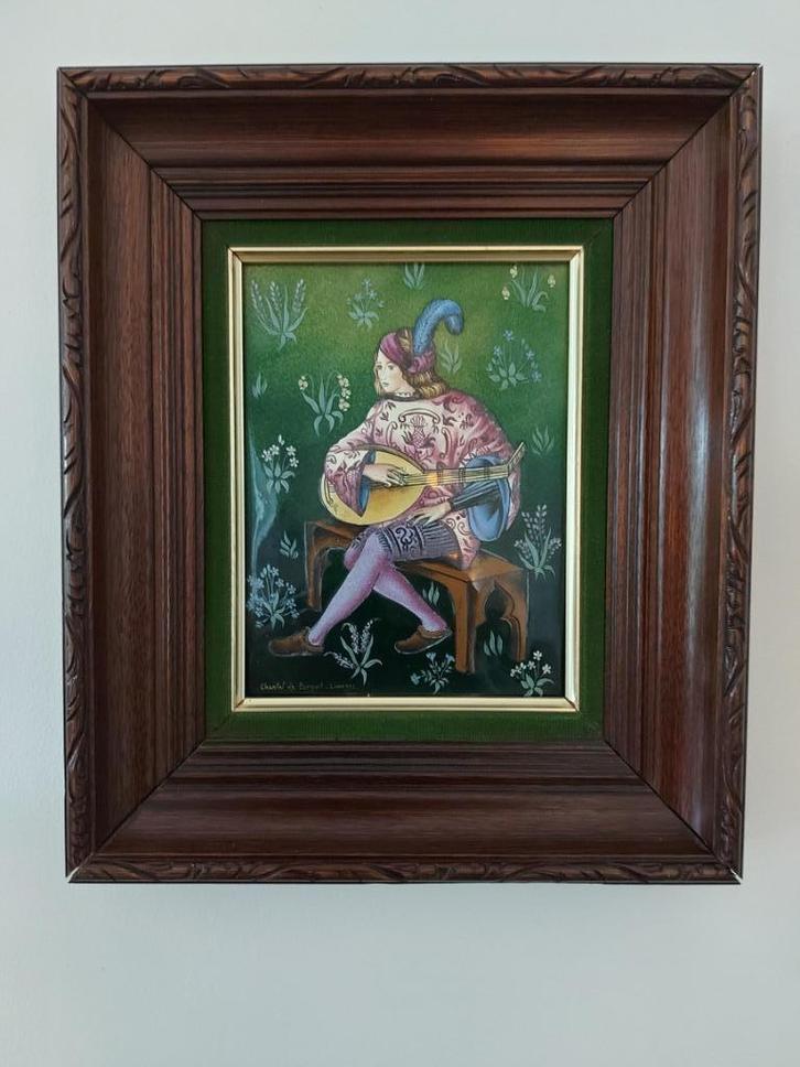 Chantal de Burguet / Porcelijn deLimoges / emaille op koper., Antiek en Kunst, Kunst | Schilderijen | Klassiek, Ophalen of Verzenden