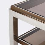 1970 Willy Rizzo Table basse carrée à deux niveaux design, Huis en Inrichting, Ophalen, Gebruikt, Vierkant, 75 cm of meer