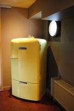 echte vintage amerikaanse koelkast, 140 à 160 cm, Enlèvement, Avec compartiment congélateur, Utilisé