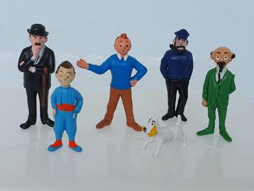 Lot van 6 Kuifje Tintin figuren (Esso, Belvision, 1973)