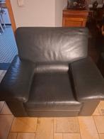 echte lederen salon 3 zit en 1 zit grijsgroen, Trois personnes, Banc droit, Enlèvement, Utilisé