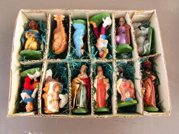 Vintage Kerststal figuren handbeschilderd 1960 beschikbaar voor biedingen