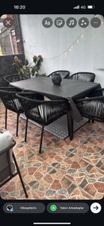 Tuinset zwart met glazen tafel, Tuin en Terras, Ophalen, Zo goed als nieuw, Tuinset