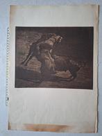 Originele ets in bister van Jean Delvin Stierengevecht, Ophalen of Verzenden
