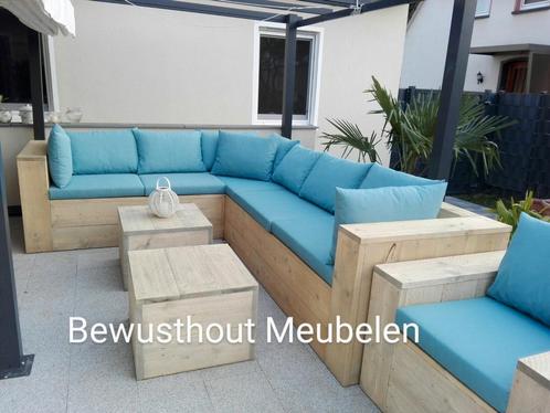 Hoekbank van steigerhout –Stoer, stijlvol en op maat gemaakt, Tuin en Terras, Tuinsets en Loungesets, Nieuw, Ophalen of Verzenden