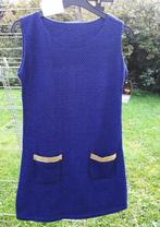 stretch kleedje tuniek fel blauw/zwart visgraat 2 zakjes TU, Enlèvement ou Envoi, Neuf, Bleu, Au-dessus du genou