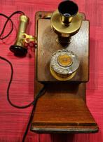Telefoon - houten wandtoestel draaischijf, Telecommunicatie, Ophalen, Gebruikt, Met draaischijf