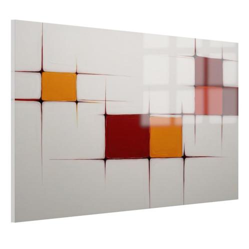 Rode en orange vakken minimalisme Glasschilderij 105x70cm +, Huis en Inrichting, Woonaccessoires | Wanddecoraties, Nieuw, Verzenden