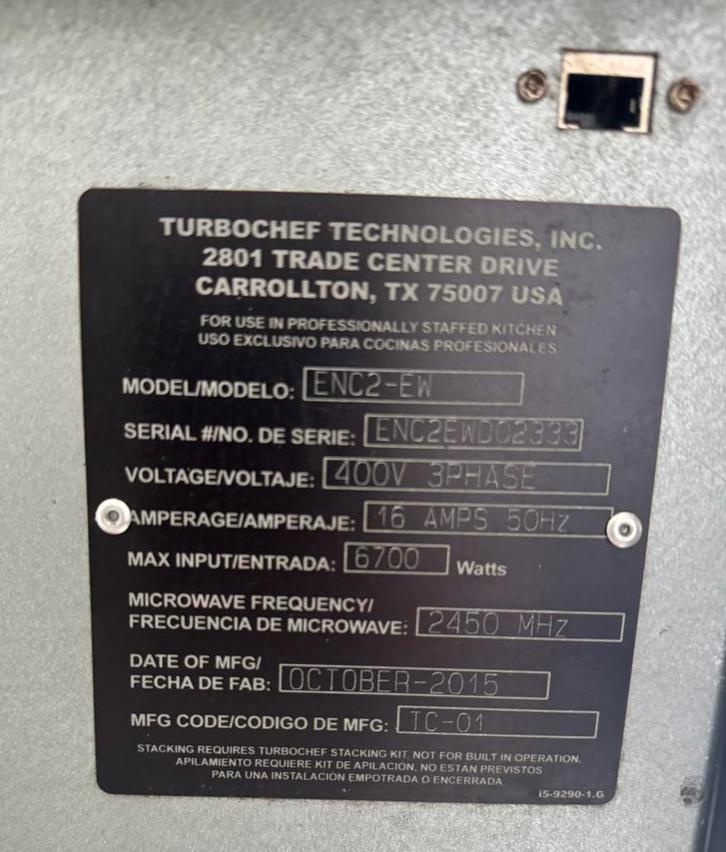 Turbochef Subway high-speed oven ENC2-EW – 400V 3-fase, Huis en Inrichting, Keuken | Keukenbenodigdheden, Gebruikt, Ophalen
