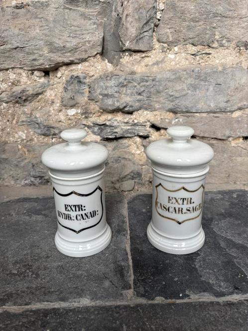 2 oude porseleinen apothekerspotten (19de eeuw), Antiek en Kunst, Antiek | Porselein, Ophalen of Verzenden