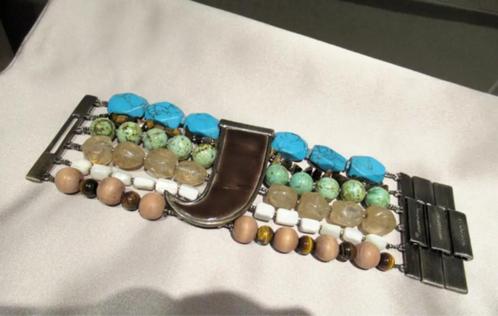 Nieuwe Dyrberg/Kern armband met minerale stenen, Bijoux, Sacs & Beauté, Bracelets, Neuf, Bleu, Envoi