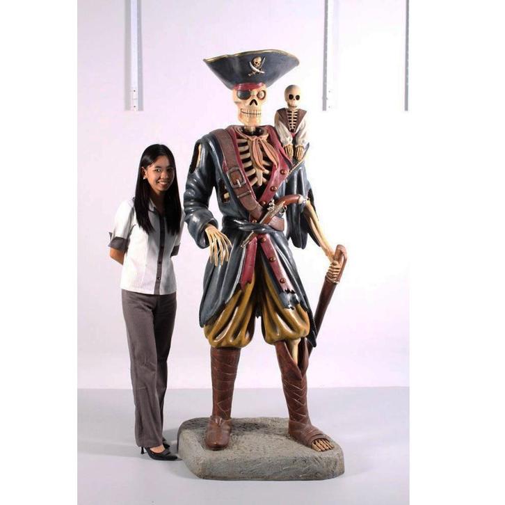 Statue de pirate 198 cm - squelette de pirate réaliste, Collections, Statues & Figurines, Neuf, Enlèvement