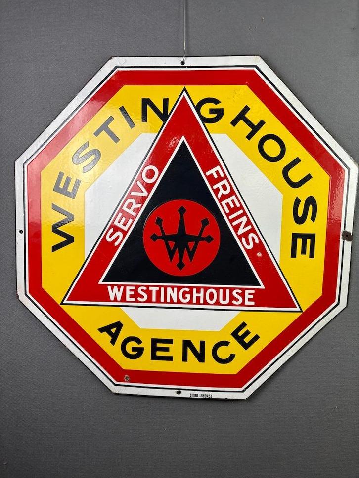 Westinghouse remmen emaille reclamebord 80x80, Verzamelen, Merken en Reclamevoorwerpen, Zo goed als nieuw, Reclamebord, Ophalen of Verzenden