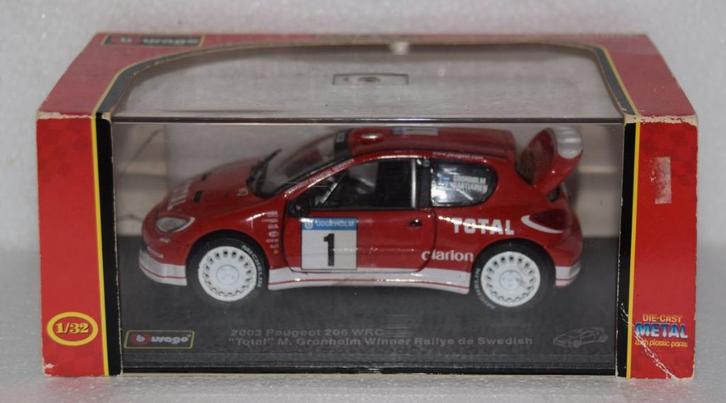 Peugeot 206 WRC - Burago Schaal 1/32, Hobby en Vrije tijd, Modelauto's | 1:32, Nieuw, Auto, Overige merken, Ophalen of Verzenden