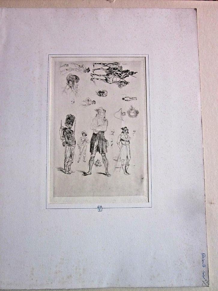 Edouard Detaille gravure militaria XIXème costumes Napoléon, Antiek en Kunst, Kunst | Etsen en Gravures, Ophalen of Verzenden