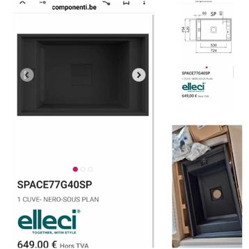 Evier noir en granit elleci, Enlèvement, Neuf, Encastré