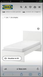 Ikea lit malm blanc neuf 90 sommier Lonset matelas couette, Nieuw, Wit