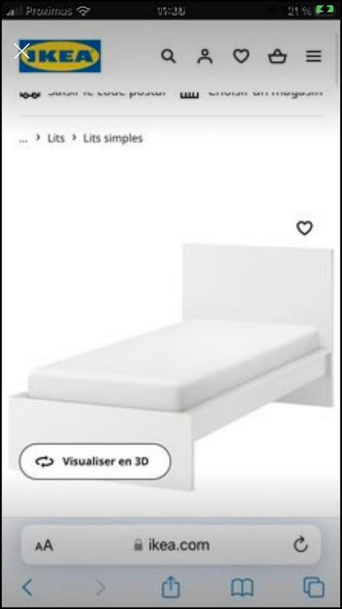 Ikea lit malm blanc neuf 90 sommier Lonset matelas couette, Huis en Inrichting, Slaapkamer | Bedden, Nieuw, Wit