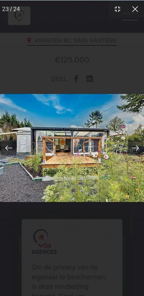 Chalet te koop, Caravans en Kamperen, Caravans, Particulier, Ophalen of Verzenden