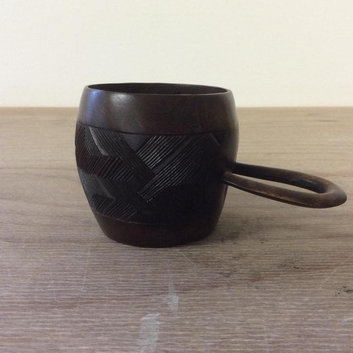 Houten drinkbeker – diameter 6,5 cm – H-6 cm, Antiquités & Art, Art | Sculptures & Bois, Enlèvement