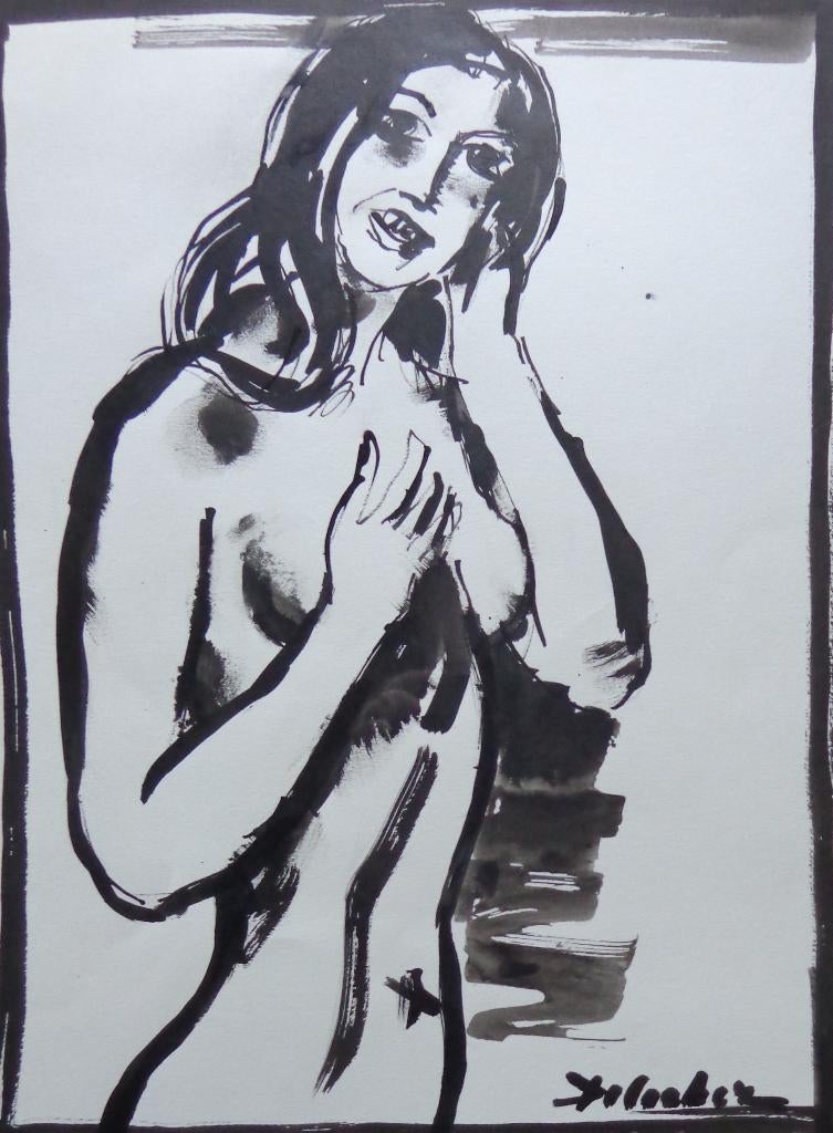 PAUL DE COCKER / NAAKTE VROUW / ORIGINEEL WERK / 40x30cm SIG, Antiek en Kunst, Kunst | Schilderijen | Modern, Ophalen of Verzenden