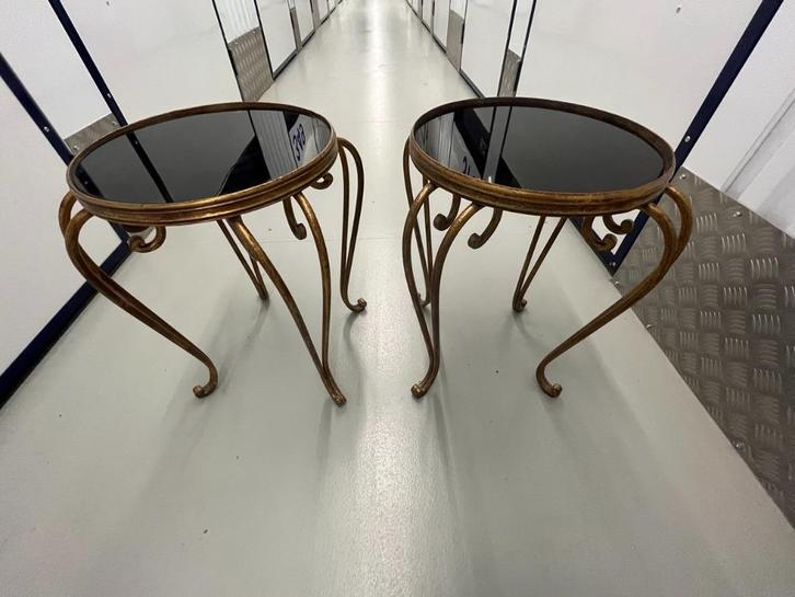 bijzettafeltjes, Huis en Inrichting, Tafels | Bijzettafels, Gebruikt, Rond, Minder dan 45 cm, Minder dan 55 cm, Glas, Ophalen