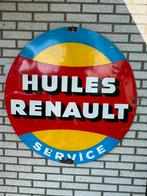 Huiles Renault emaille reclamebord 1960, Verzamelen, Reclamebord, Gebruikt, Ophalen of Verzenden