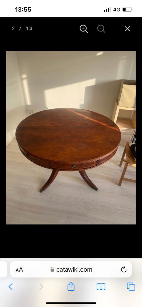 50 euro - Antieke ronde houten tafel (speciale pootjes), Maison & Meubles, Tables | Tables à manger, Utilisé, Enlèvement