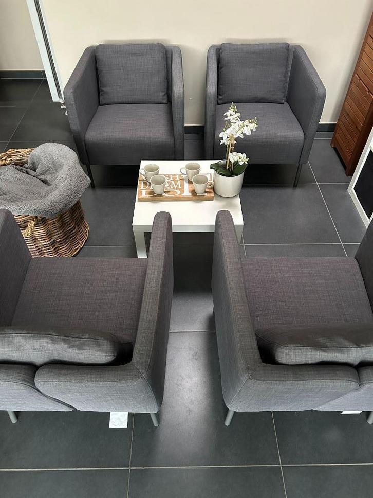 IKEA EKERÖ fauteuils (4) + tafel, Huis en Inrichting, Fauteuils, Zo goed als nieuw, Stof, Ophalen