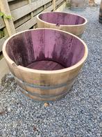 Halve EIKEN 300l wijnton voor de wat grotere tuinplanten!, Tuin en Terras, Ophalen, Hout