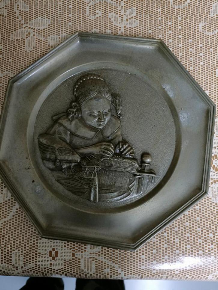 4 Antieke Tinnen Borden - Uniek en Verzamelwaard, Antiek en Kunst, Antiek | Tin, Ophalen