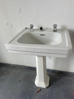 Witte lavabo op voet jaren 1940, art deco stijl, Ophalen, Gebruikt, 50 tot 100 cm, Minder dan 100 cm