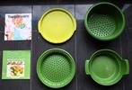 Tupperware Microgourmet 101 stoompan met receptenboekjes, Ophalen of Verzenden, Gebruikt, Groen, Overige typen