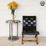 Art Deco / Bauhaus Bijzettafel / Rooktafel Chroom, glas 1930, Huis en Inrichting, 45 tot 60 cm, Minder dan 55 cm, Gebruikt, Rond