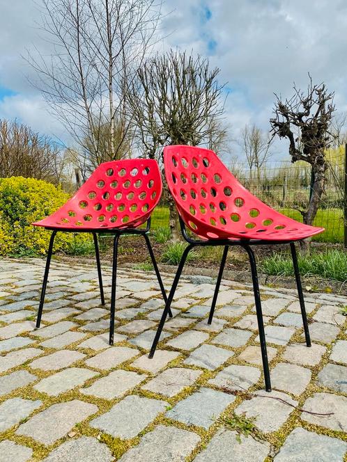 Pierre Guariche stoeltjes 4stuks, Antiek en Kunst, Antiek | Meubels | Stoelen en Sofa's, Ophalen