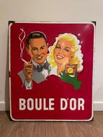 Ancien panneau d'affichage en émail Boule D'Or 1951, Enlèvement ou Envoi, Utilisé, Panneau publicitaire