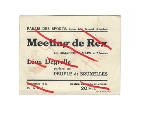 Brussel Bruxelles Leon Degrelle Rex Meeting Brigade Front SX, Verzamelen, Militaria | Tweede Wereldoorlog, Overige soorten, Foto of Poster