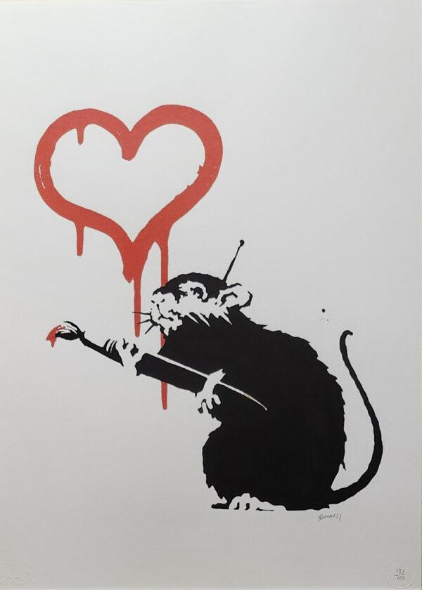 Banksy - Love Rat, Antiek en Kunst, Kunst | Litho's en Zeefdrukken, Ophalen of Verzenden