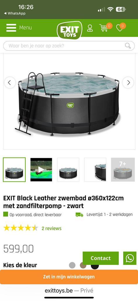 zwembad mat zwart 360cm dia 122cm hoog, Tuin en Terras, Zwembaden, Zo goed als nieuw, Ophalen