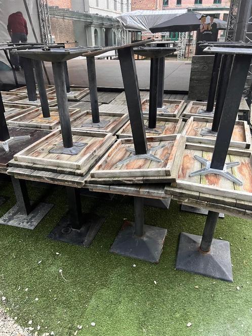 +40 terras tafels in hout met voet prijs otk, Tuin en Terras, Tuintafels, Gebruikt, Rechthoekig, Hout, Ophalen