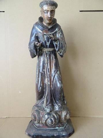 17e / 18e Eeuw antiek houten beeld Heilige Franciscus ? 55cm beschikbaar voor biedingen