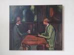 Naïef schilderij  De kaartspelers (naar Cézanne), Antiek en Kunst, Ophalen