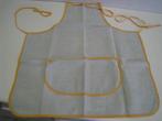 Vintage jaren 60 keukenschort, grijs met oranje afgeboord., Huis en Inrichting, Ophalen of Verzenden, Grijs