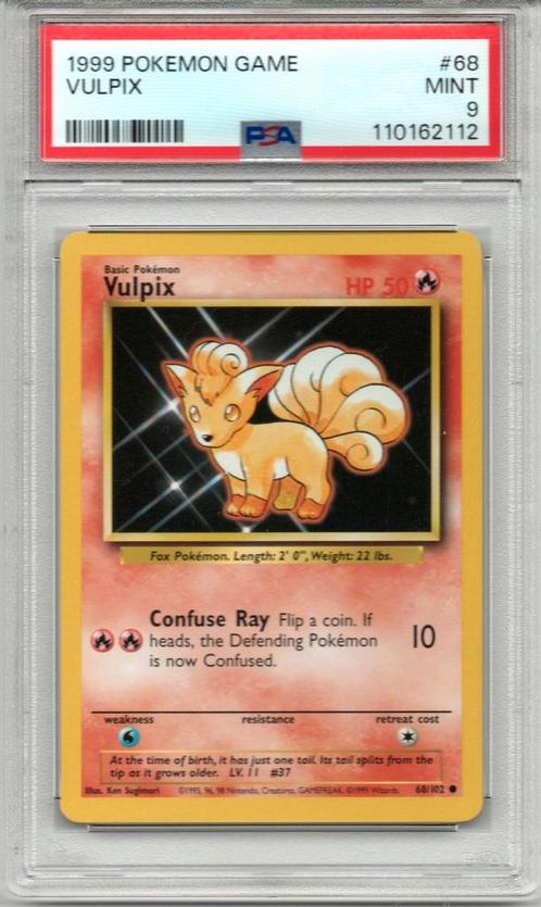 Vulpix Psa 9 Base set unlimited, Hobby en Vrije tijd, Verzamelkaartspellen | Pokémon, Zo goed als nieuw, Ophalen of Verzenden