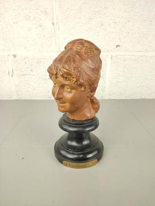Terracotta hoofd - Dominique van den Bossche, Antiek en Kunst, Kunst | Beelden en Houtsnijwerken, Ophalen of Verzenden