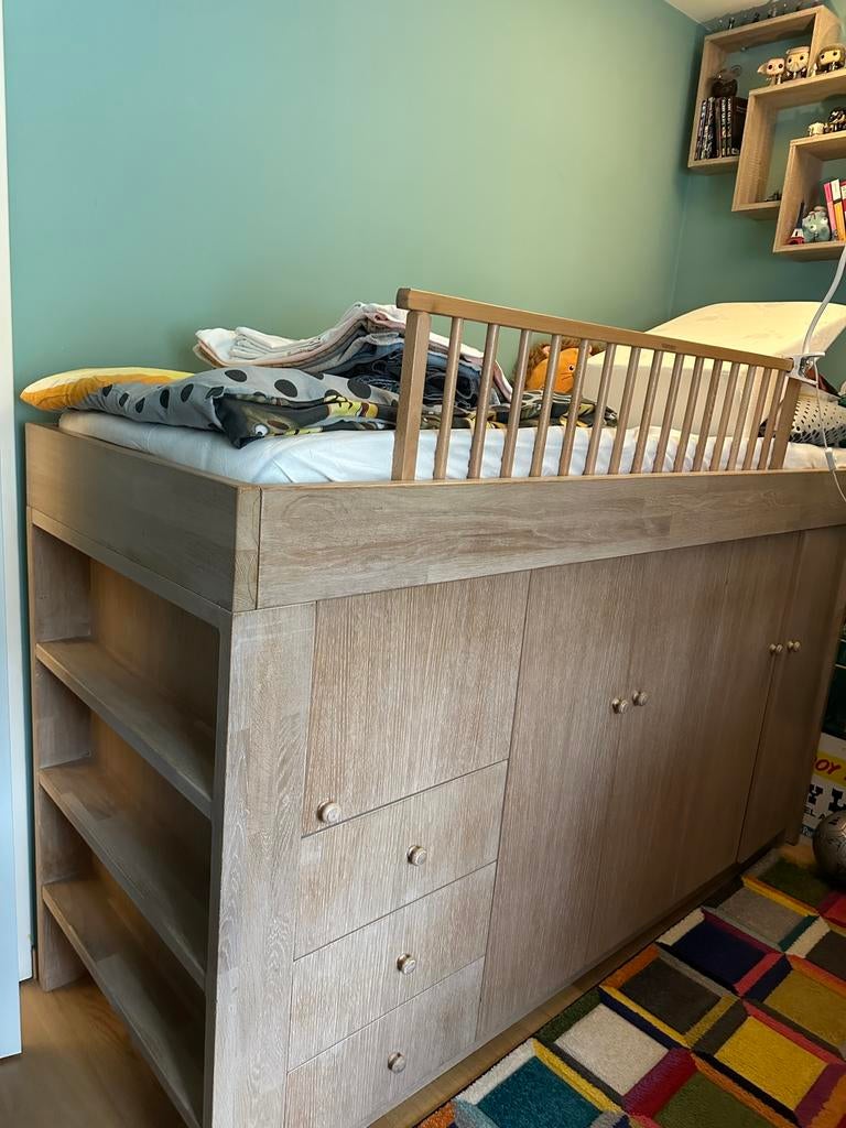 2 lits combiné armoire en bois, Enlèvement, Comme neuf