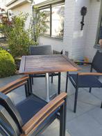 tafeltje met vier stoelen textileen, Tuin en Terras, Tuinstoelen, Textileen, Gebruikt, Stapelbaar, Ophalen