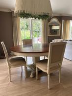 Landelijke ronde tafel 1.50m met 4 stoelen, Huis en Inrichting, Ophalen, Gebruikt, 150 tot 200 cm, Rond